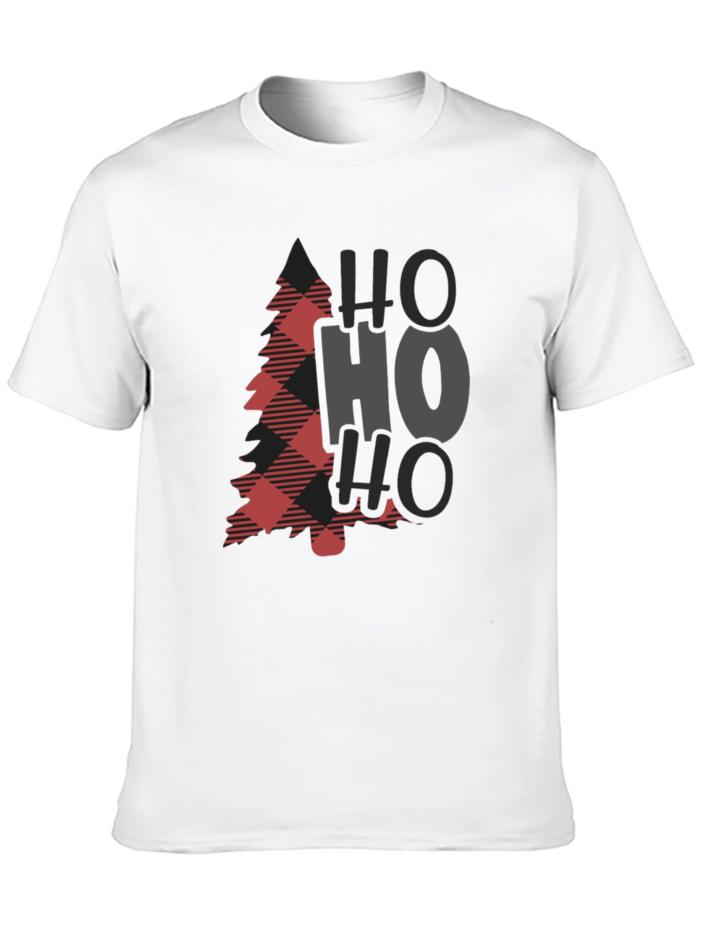 Plaid Christmas Tree HO HO HO Graphic Tee