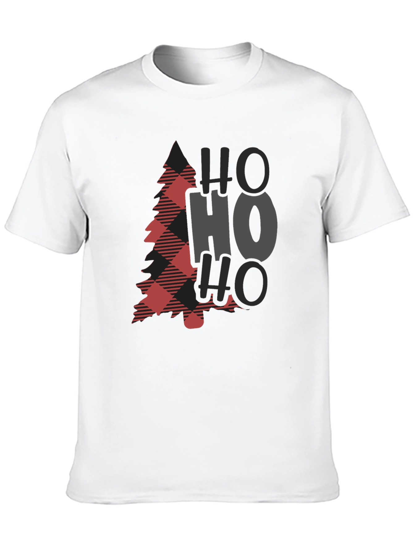 Plaid Christmas Tree HO HO HO Graphic Tee