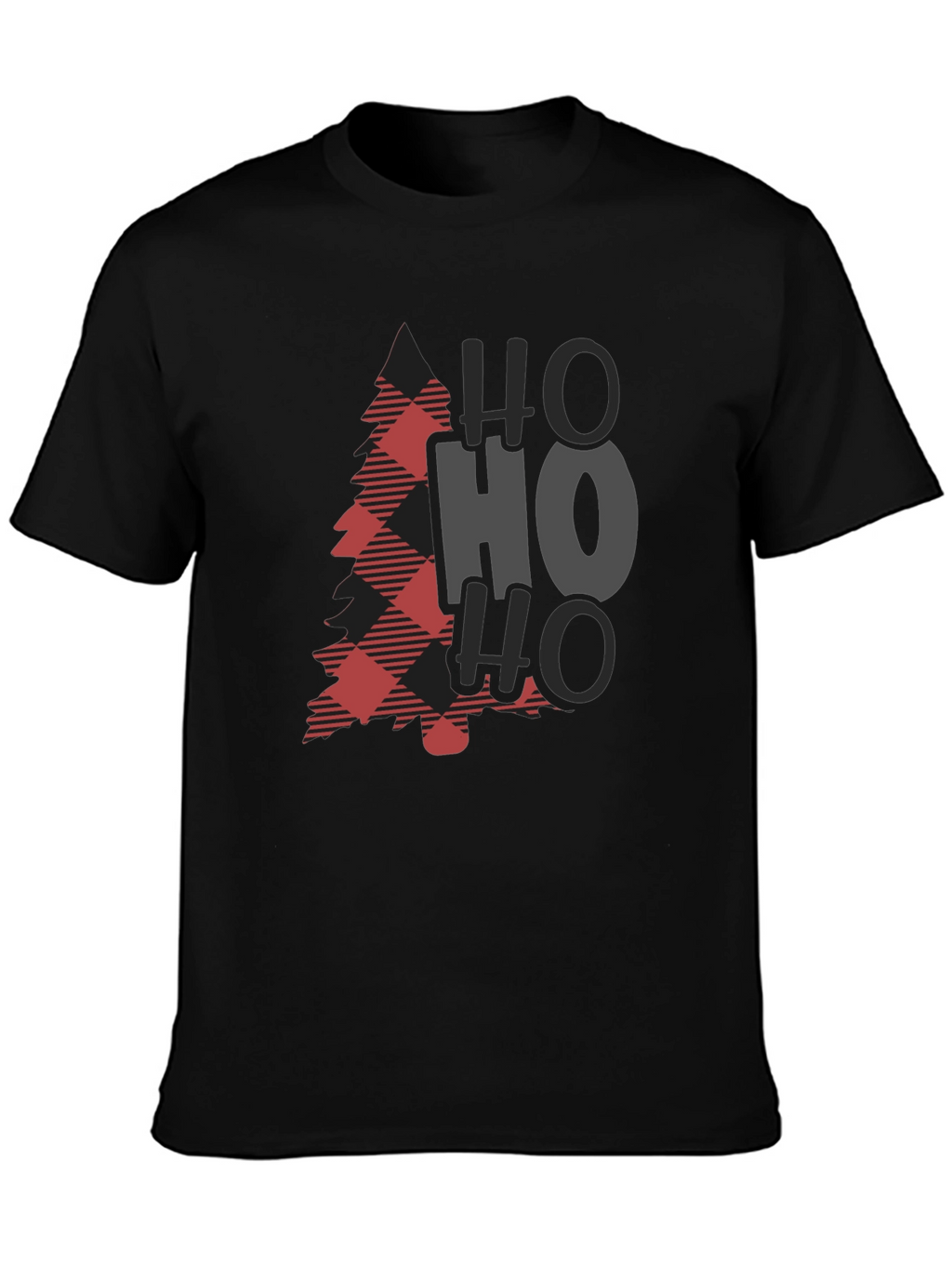 Plaid Christmas Tree HO HO HO Graphic Tee