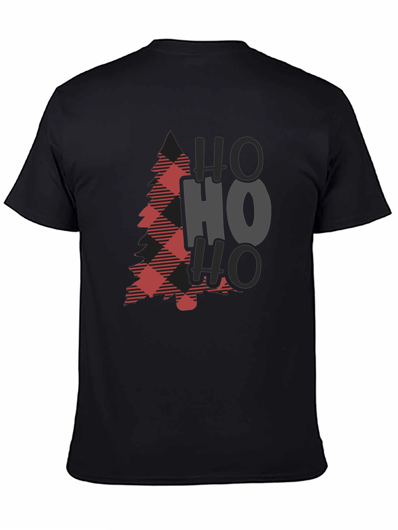 Plaid Christmas Tree HO HO HO Graphic Tee