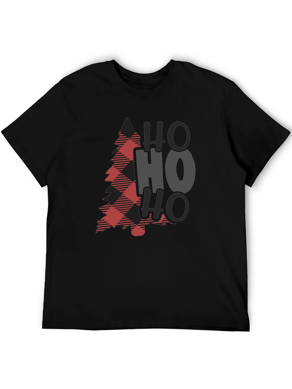 Plaid Christmas Tree HO HO HO Graphic Tee