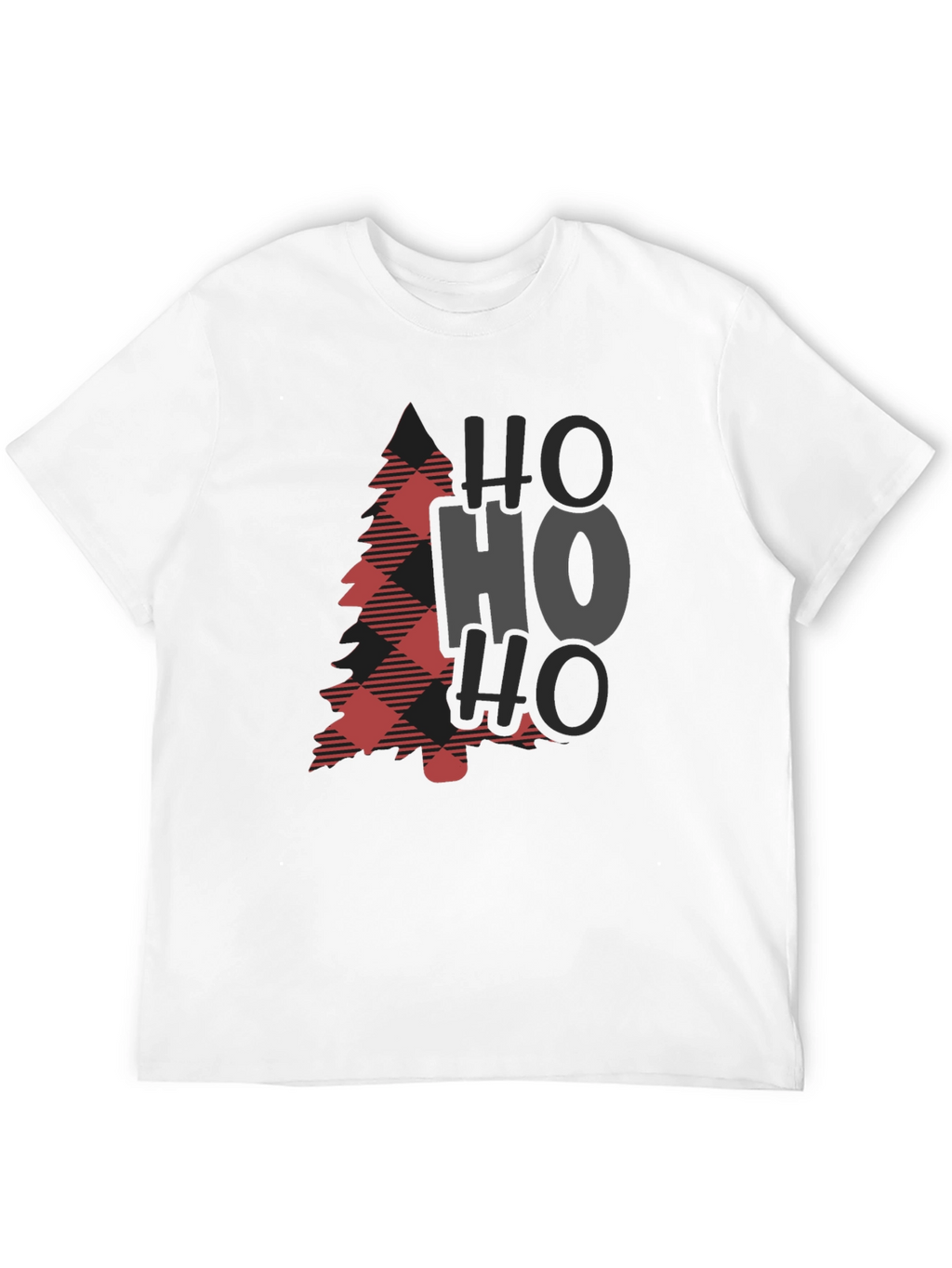 Plaid Christmas Tree HO HO HO Graphic Tee