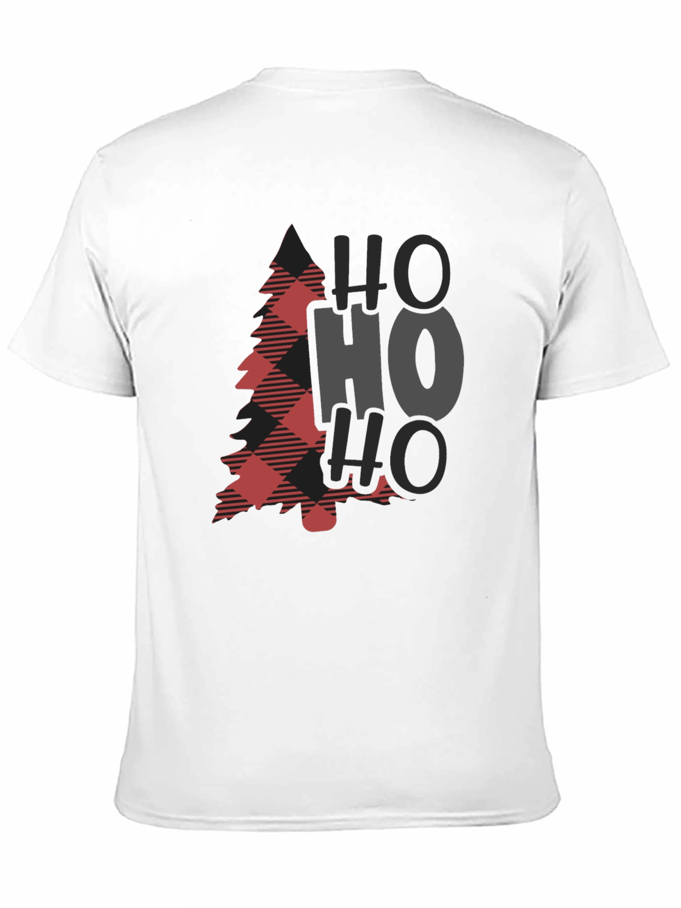 Plaid Christmas Tree HO HO HO Graphic Tee