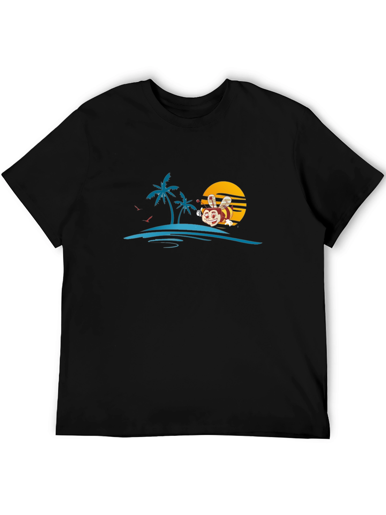 Bee Island Graphic Tee - Black Cotton Shirt