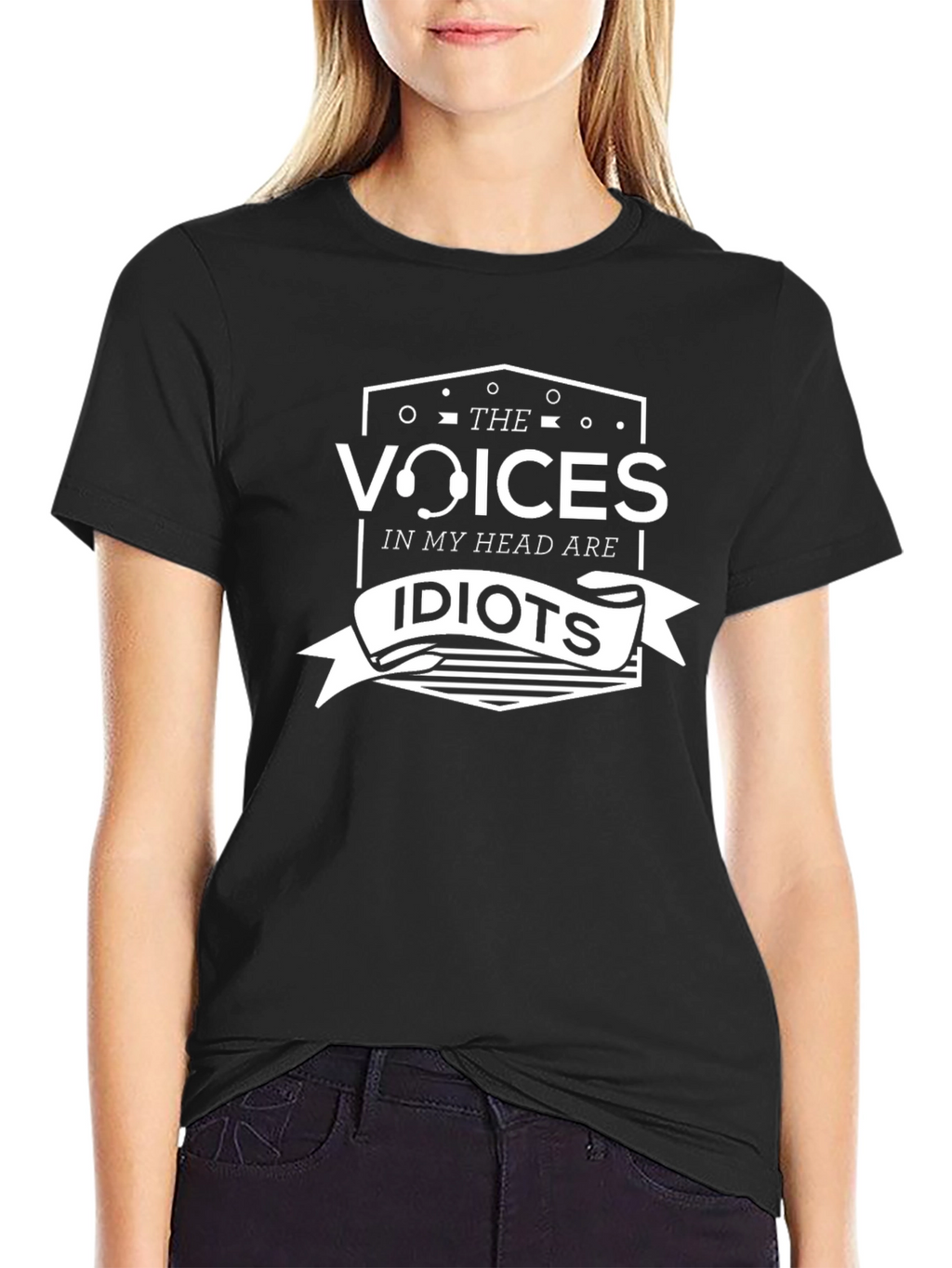 Voices In My Head Are Idiots Black T-Shirt