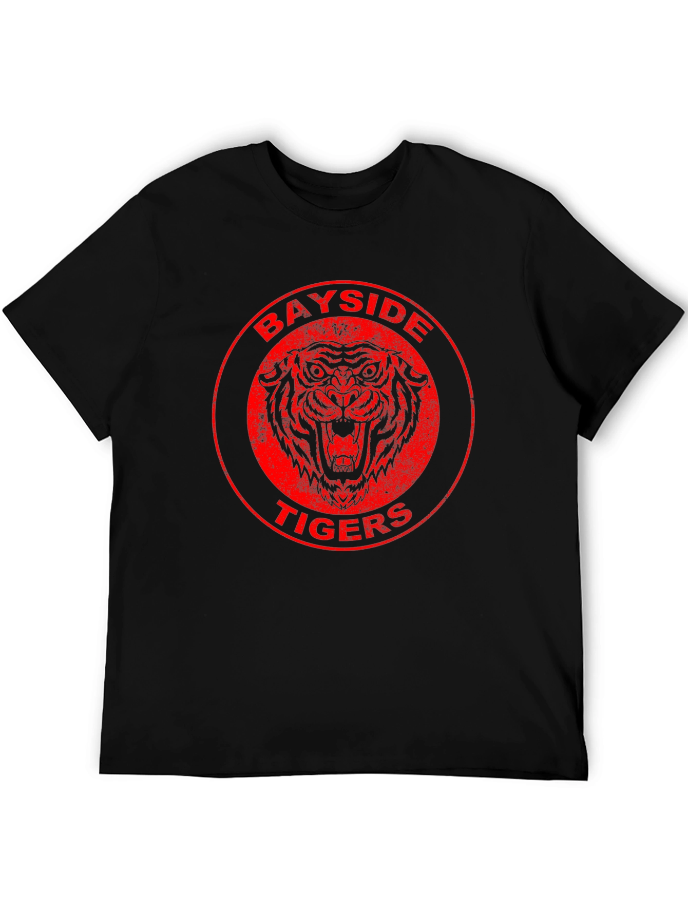 Bayside Tigers Graphic Tee - Red Circle Logo Black Shirt