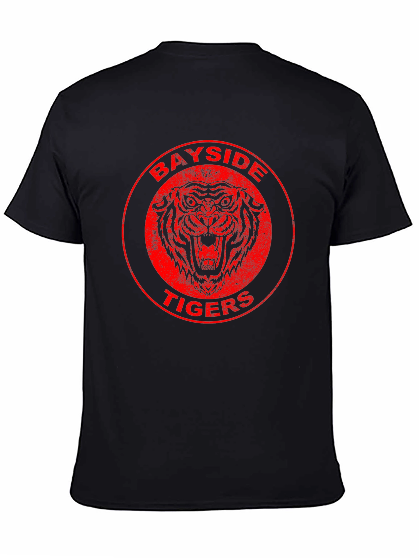 Bayside Tigers Graphic Tee - Red Circle Logo Black Shirt
