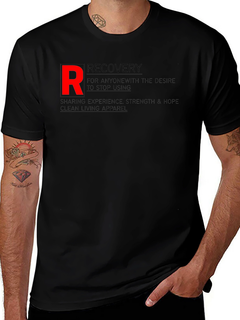 Recovery Black T-Shirt - Clean Living Apparel