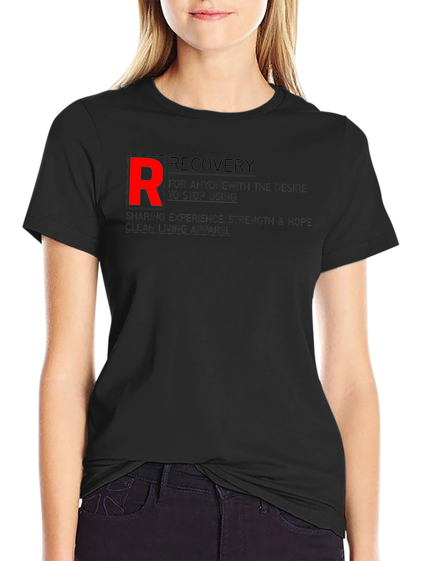 Recovery Black T-Shirt - Clean Living Apparel