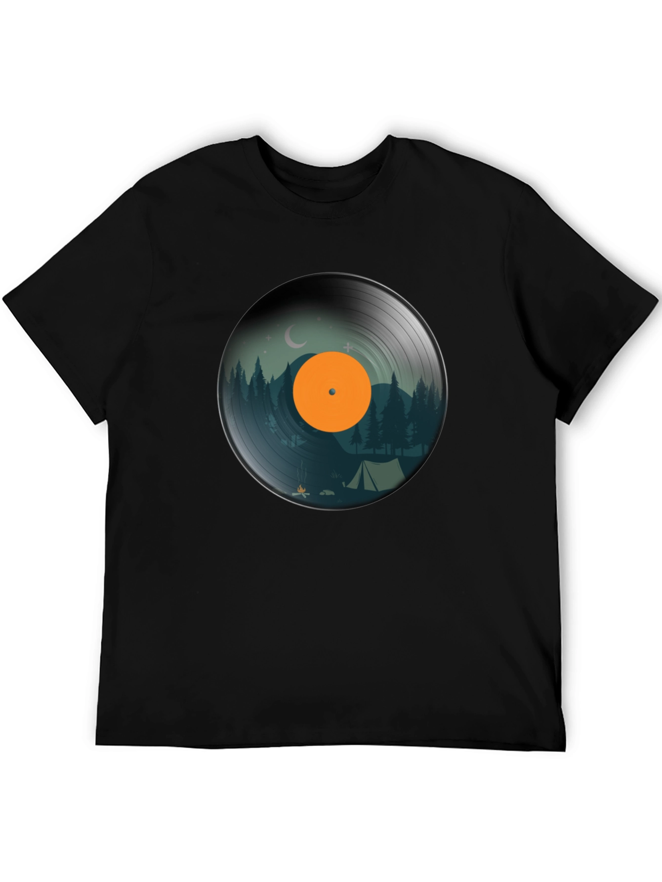 Camping Vinyl Record Graphic Tee - Nature Lover Shirt