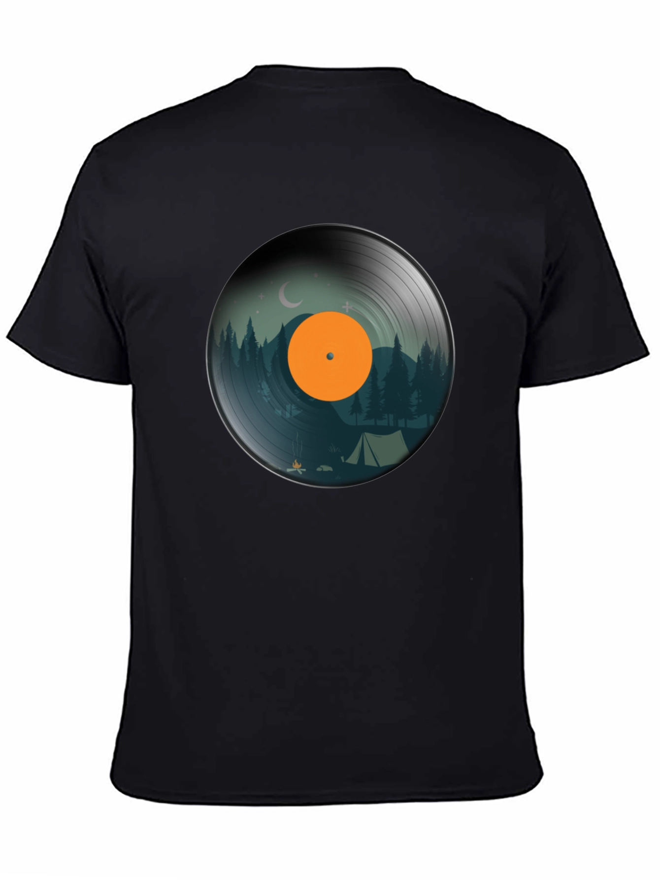 Camping Vinyl Record Graphic Tee - Nature Lover Shirt