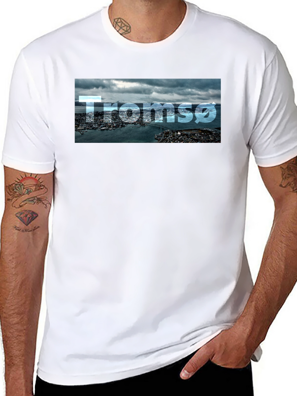 Tromsø Cityscape T-Shirt - Black Graphic Tee
