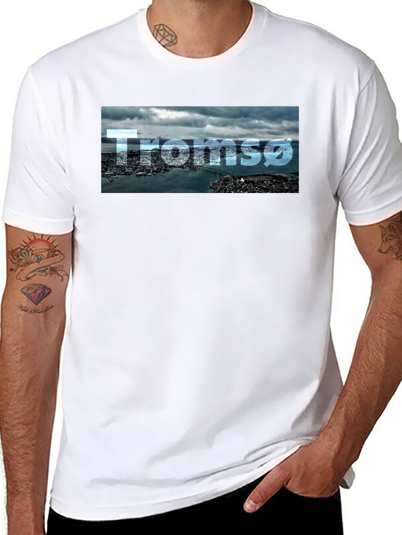 Tromsø Cityscape T-Shirt - Black Graphic Tee