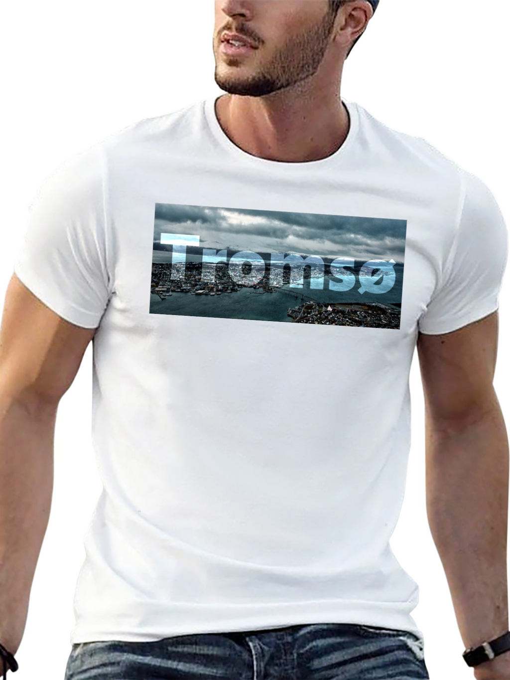 Tromsø Cityscape T-Shirt - Black Graphic Tee
