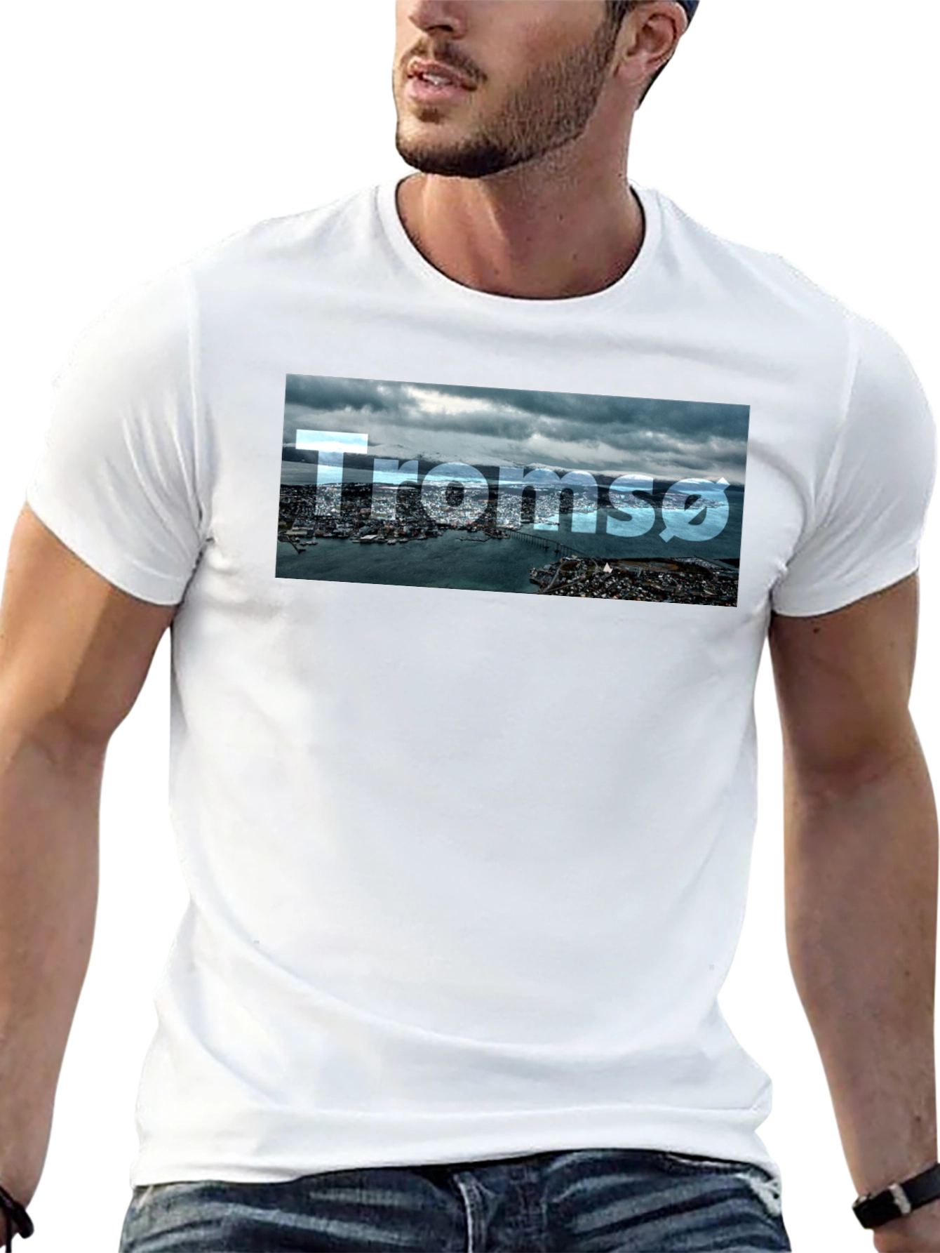 Tromsø Cityscape T-Shirt - Black Graphic Tee