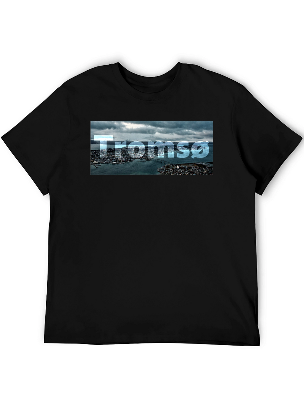 Tromsø Cityscape T-Shirt - Black Graphic Tee