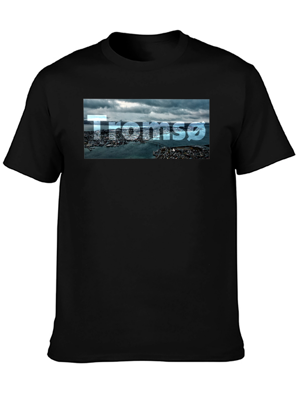 Tromsø Cityscape T-Shirt - Black Graphic Tee