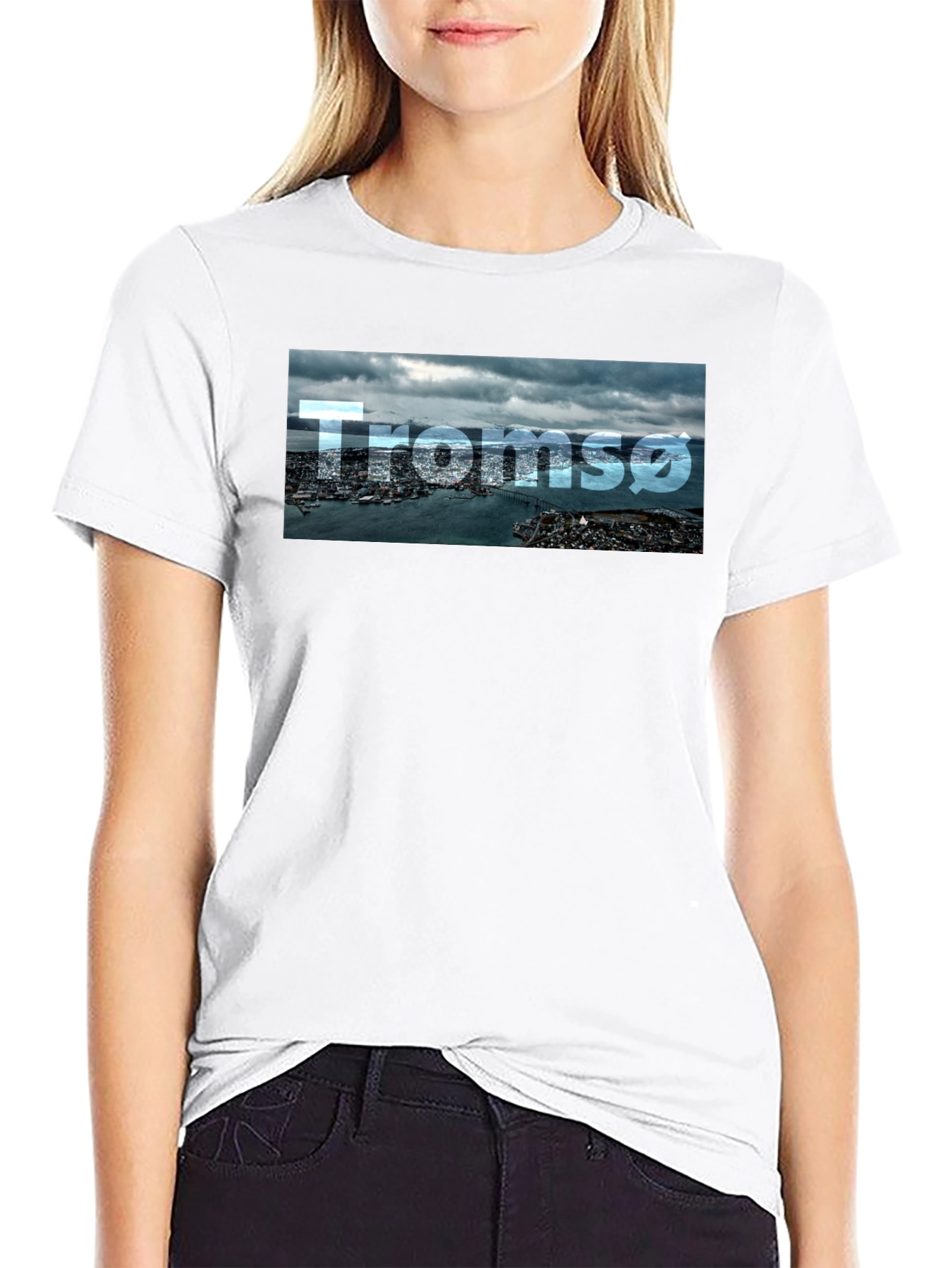 Tromsø Cityscape T-Shirt - Black Graphic Tee