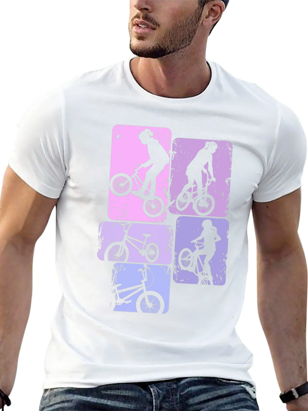 BMX Bike Silhouette Graphic Print T-Shirt