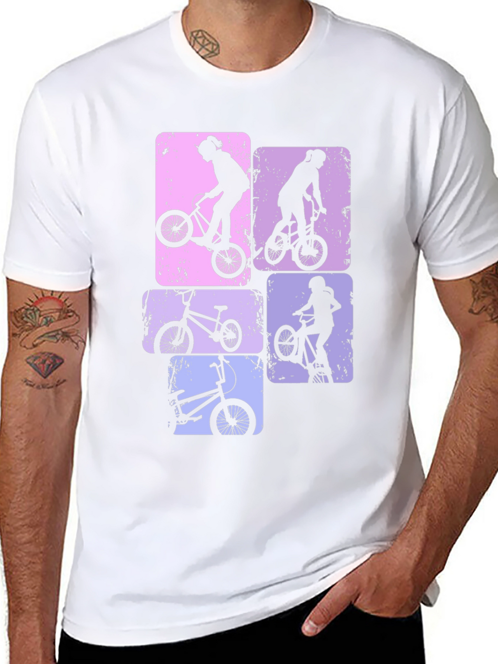 BMX Bike Silhouette Graphic Print T-Shirt