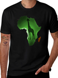 Africa Giraffe Graphic Print Black T-Shirt