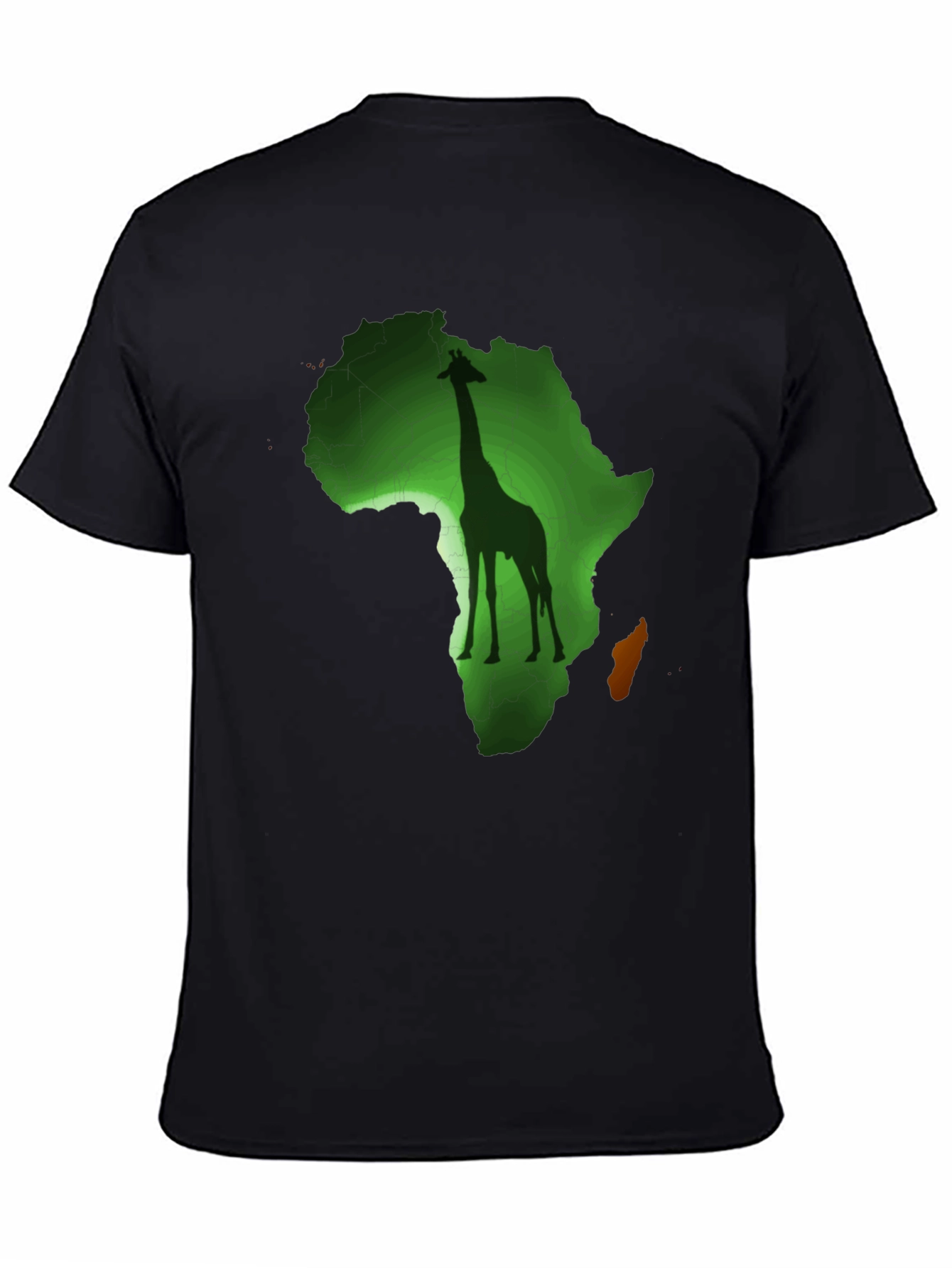 Africa Giraffe Graphic Print Black T-Shirt