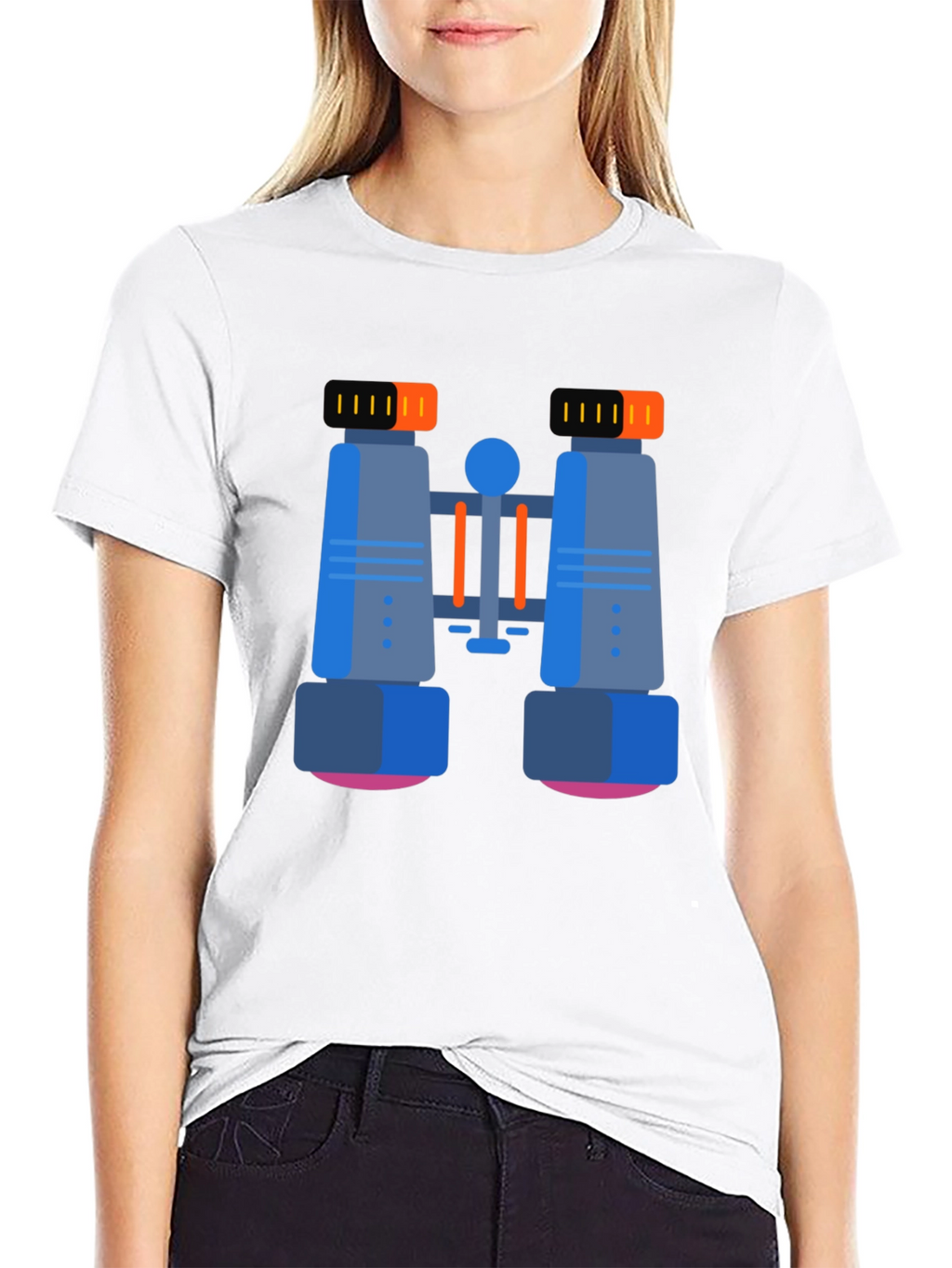 Binoculars Graphic T-Shirt - Black Cotton Blend