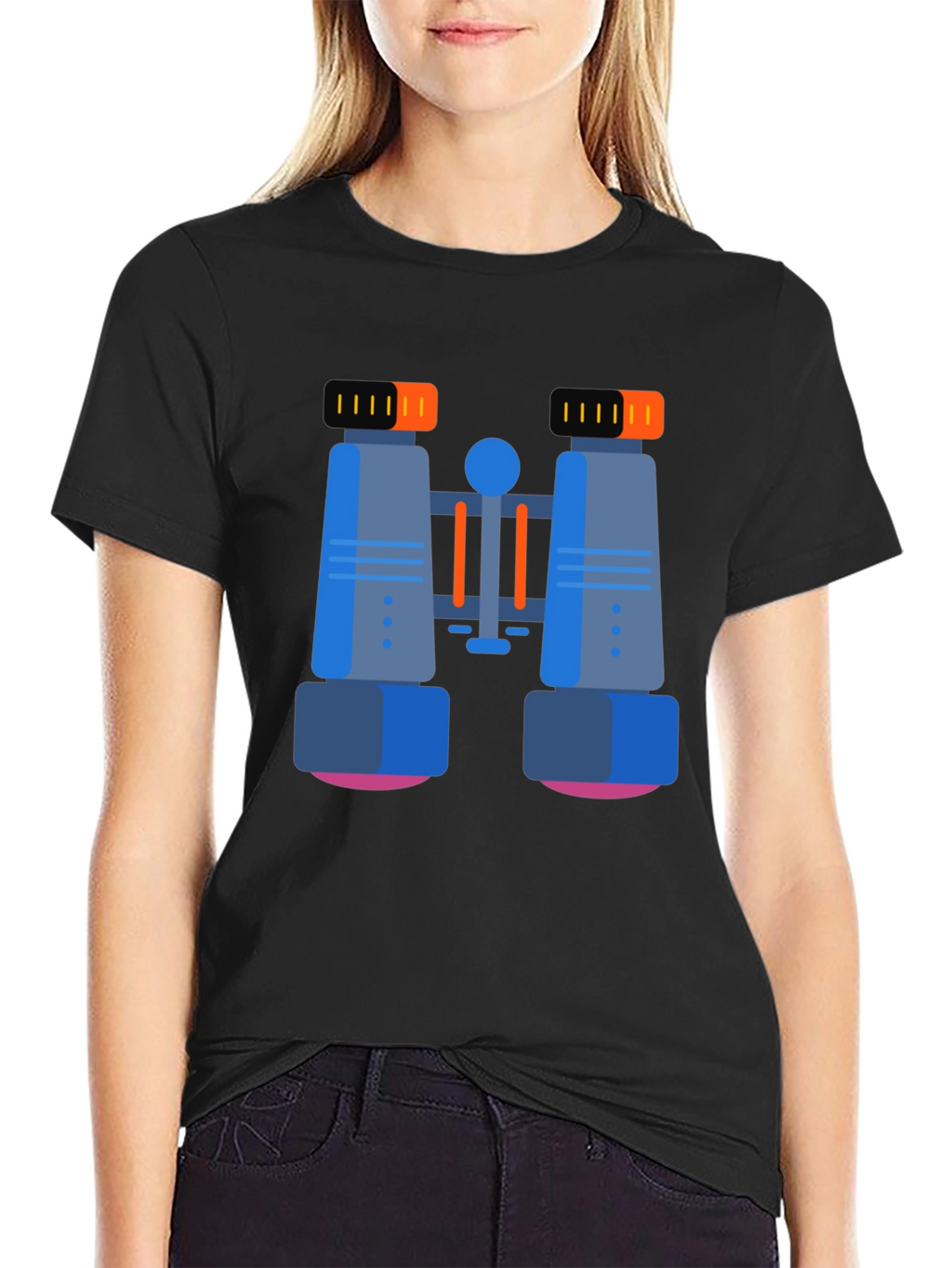Binoculars Graphic T-Shirt - Black Cotton Blend