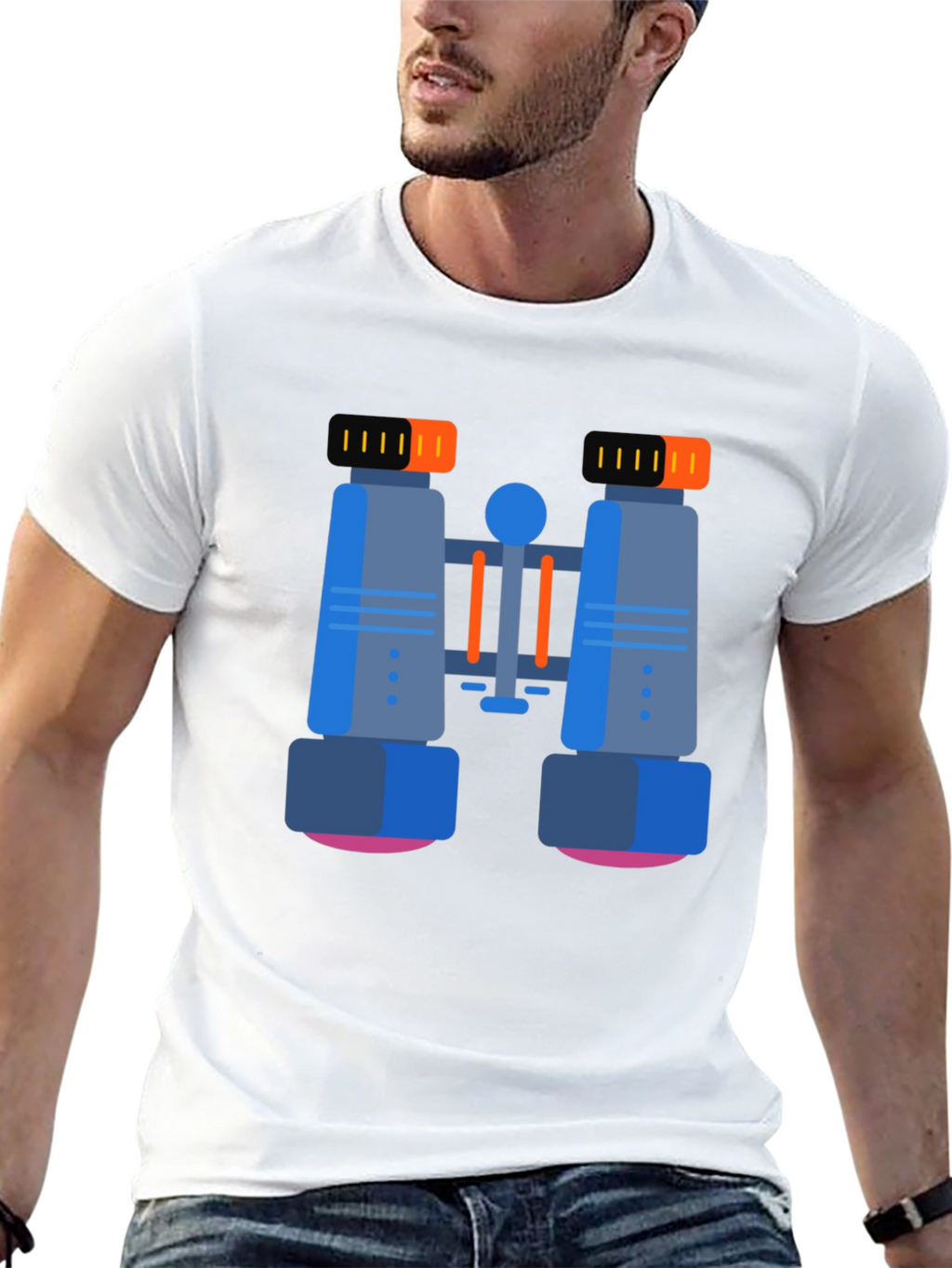 Binoculars Graphic T-Shirt - Black Cotton Blend