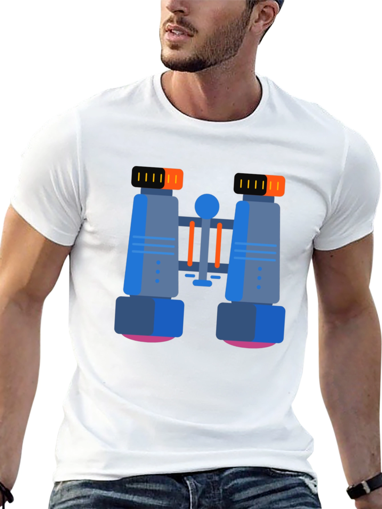 Binoculars Graphic T-Shirt - Black Cotton Blend