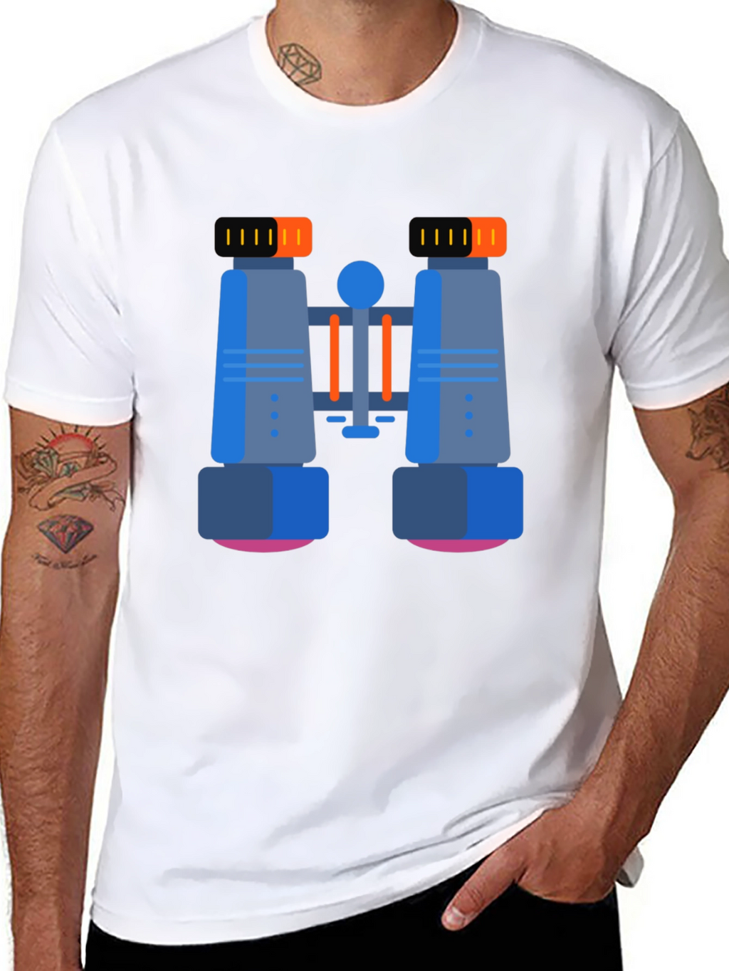 Binoculars Graphic T-Shirt - Black Cotton Blend