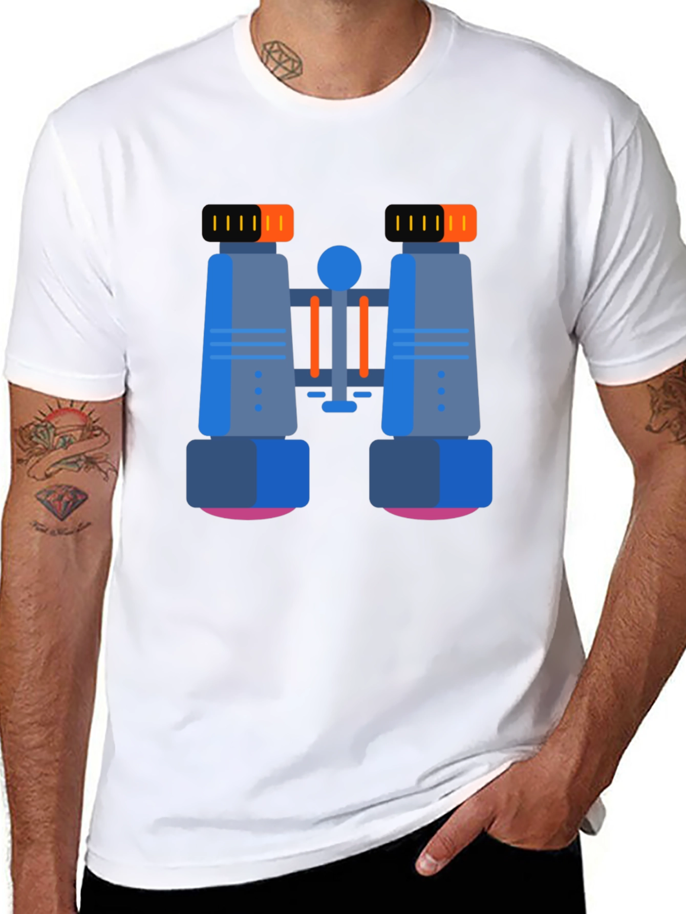 Binoculars Graphic T-Shirt - Black Cotton Blend