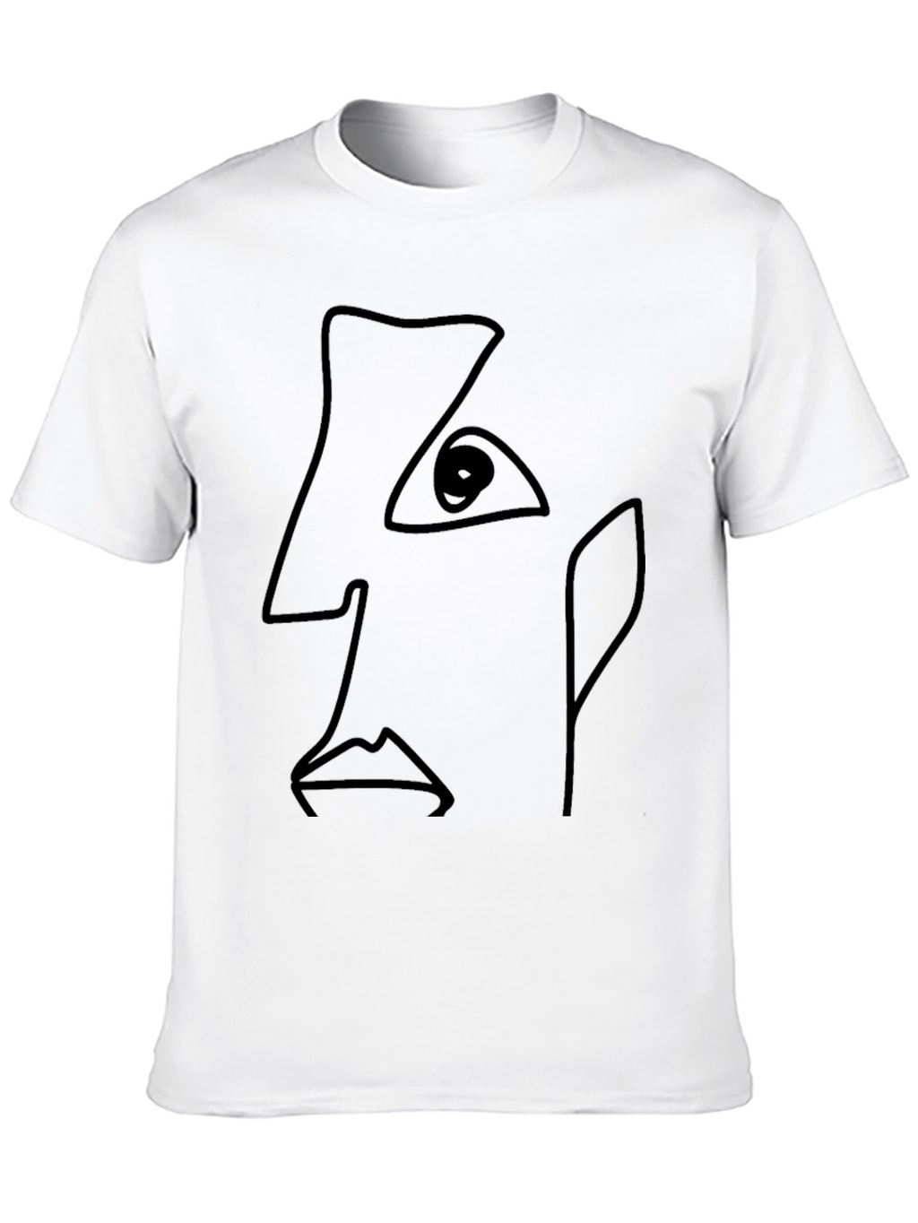 Abstract Line Art Face Black T-Shirt