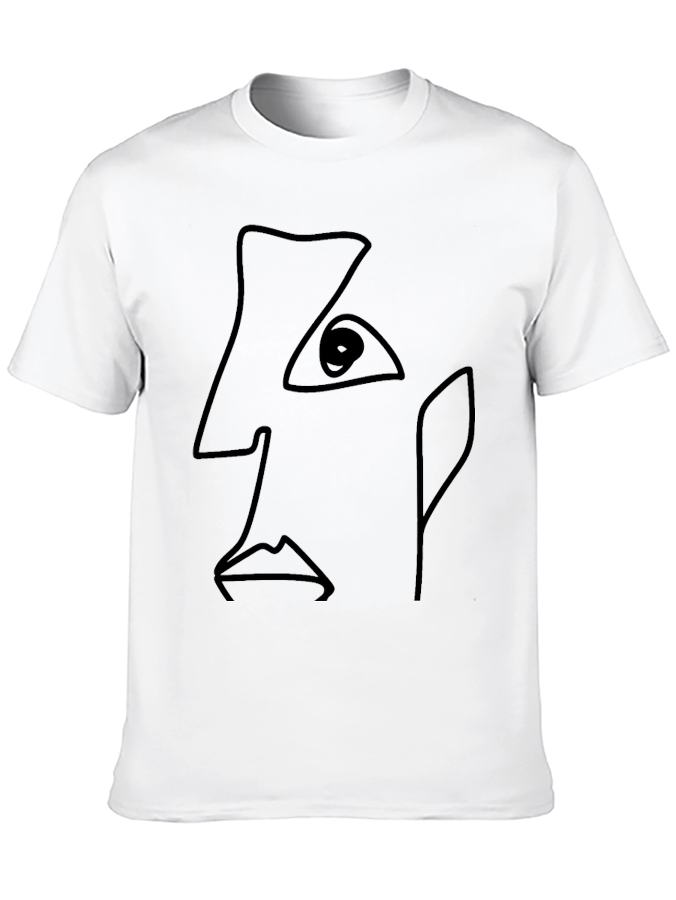 Abstract Line Art Face Black T-Shirt