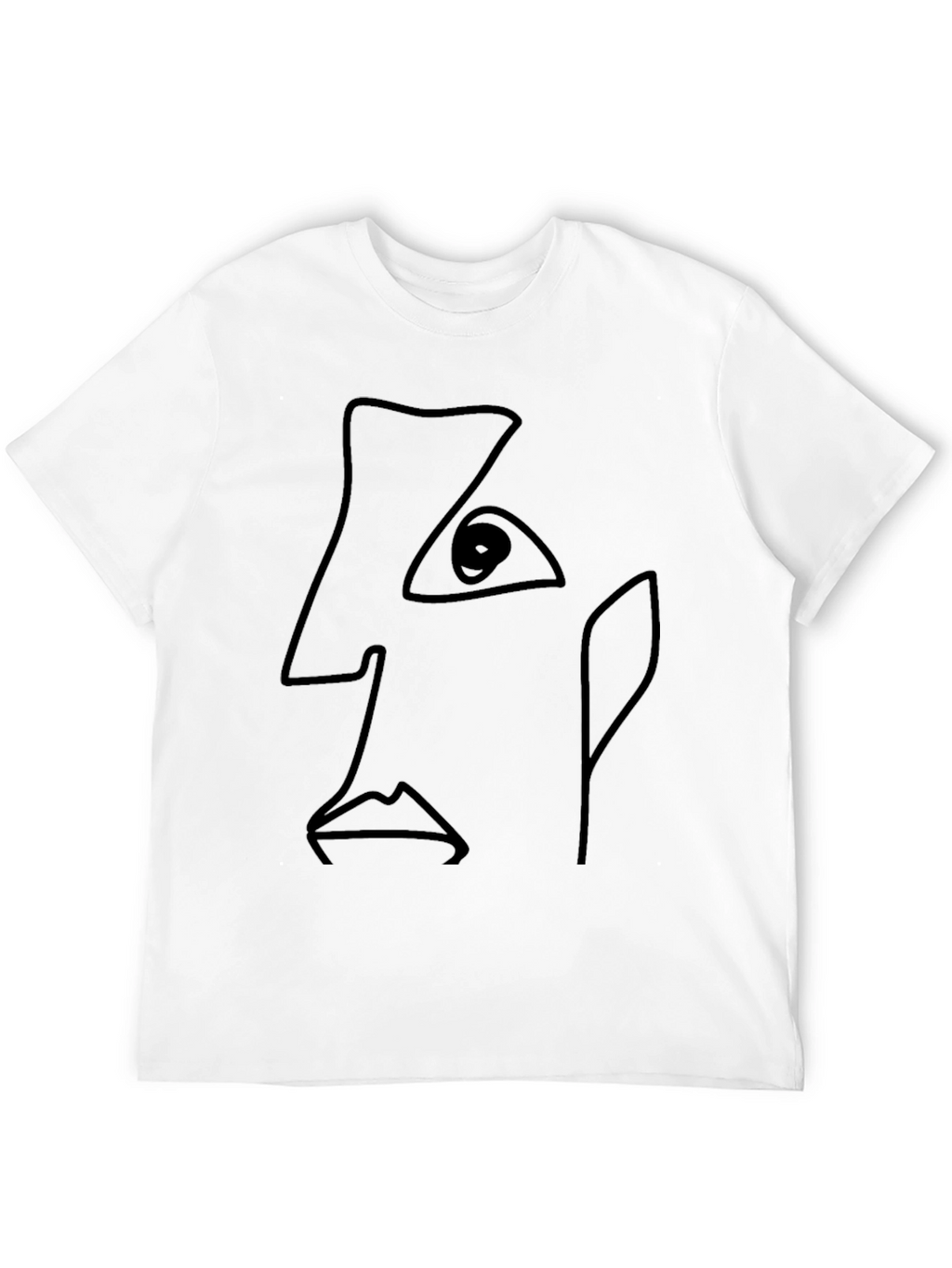 Abstract Line Art Face Black T-Shirt