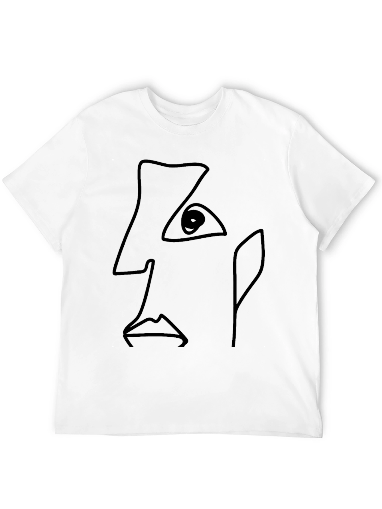 Abstract Line Art Face Black T-Shirt