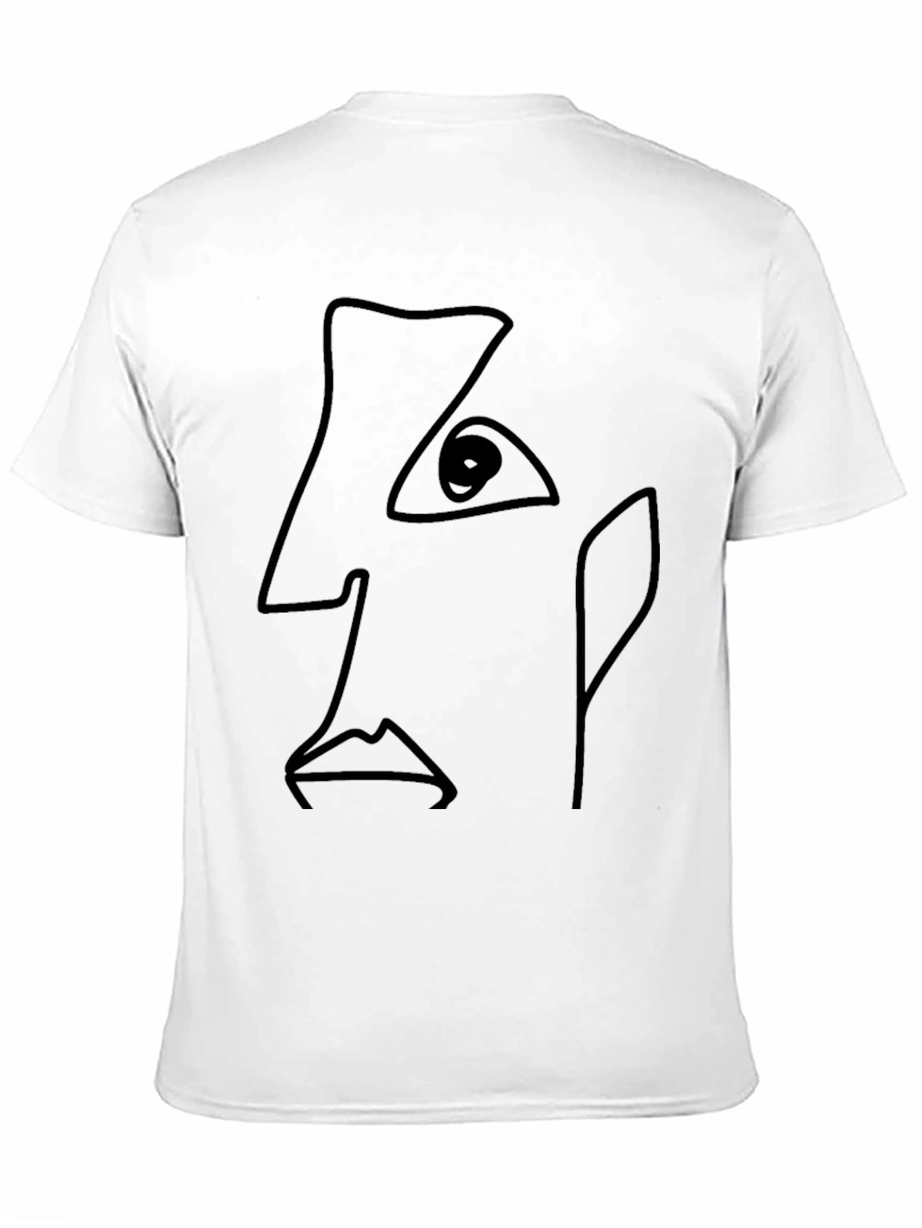 Abstract Line Art Face Black T-Shirt