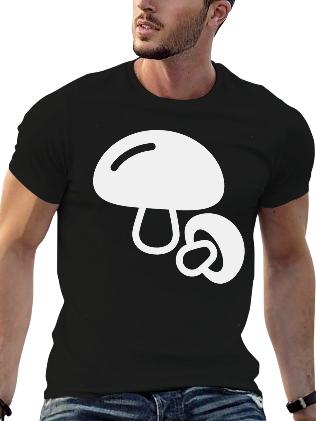 Mushroom Graphic Tee - Fun Black T-Shirt