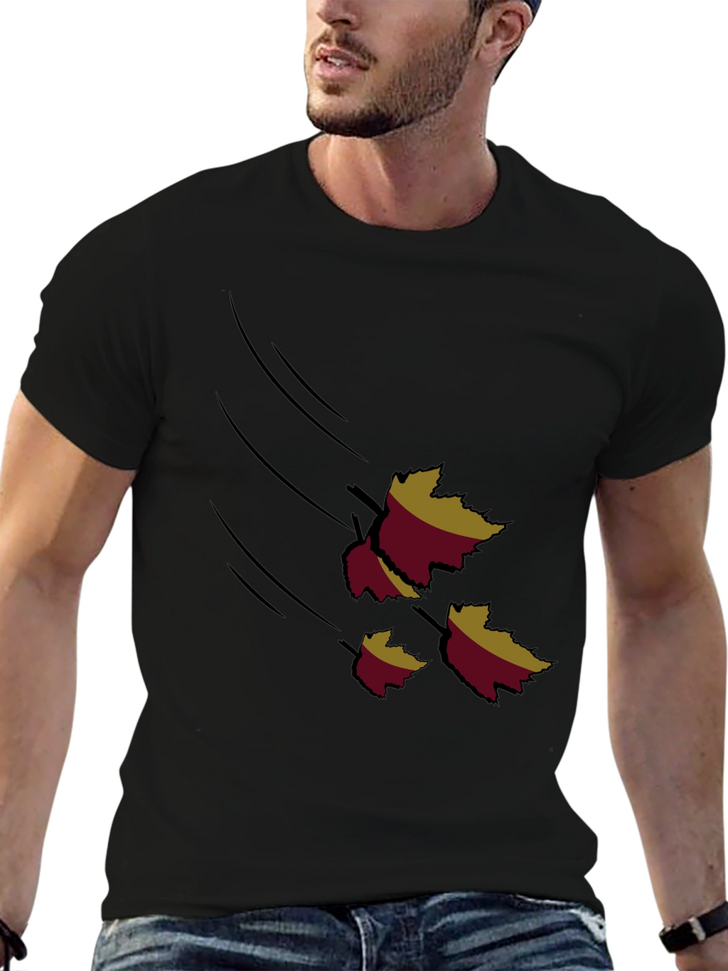 Autumn Leaves Graphic Black T-Shirt