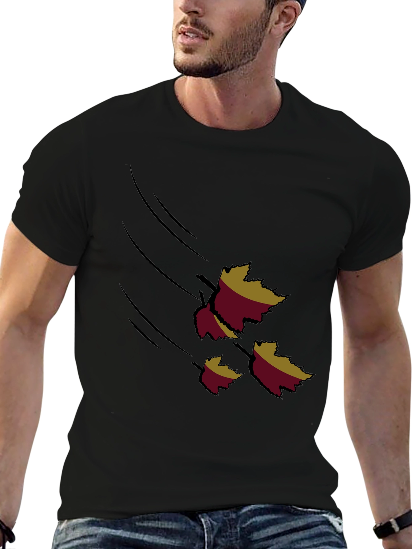 Autumn Leaves Graphic Black T-Shirt