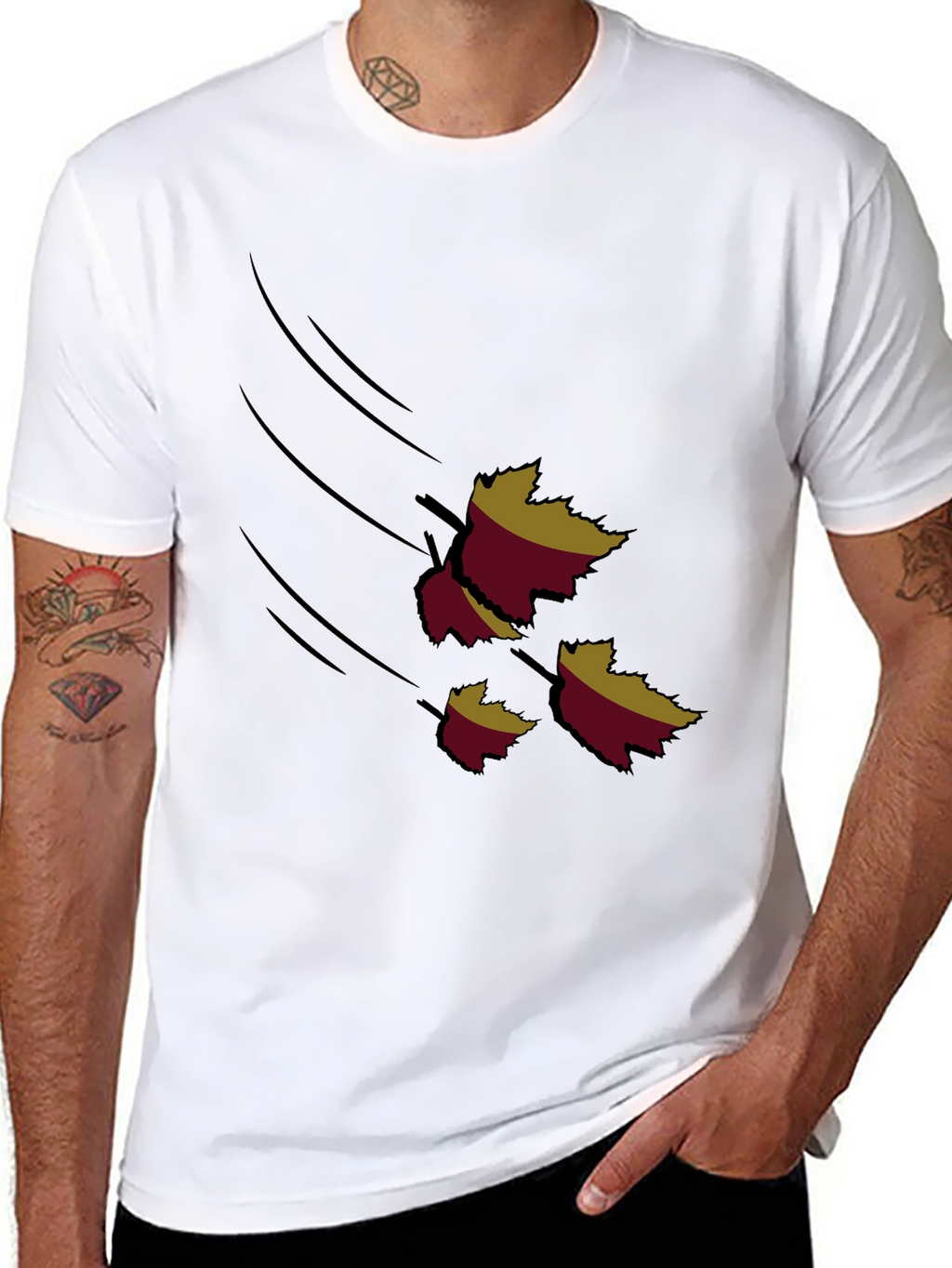 Autumn Leaves Graphic Black T-Shirt