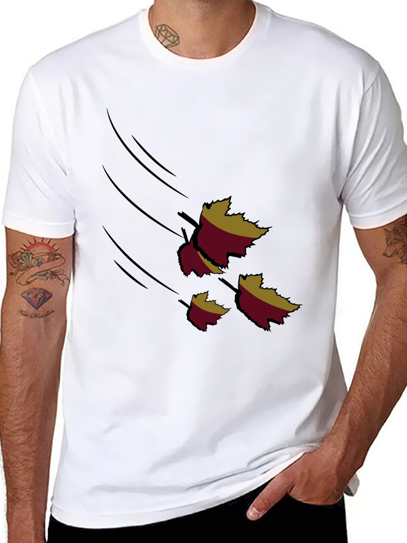 Autumn Leaves Graphic Black T-Shirt