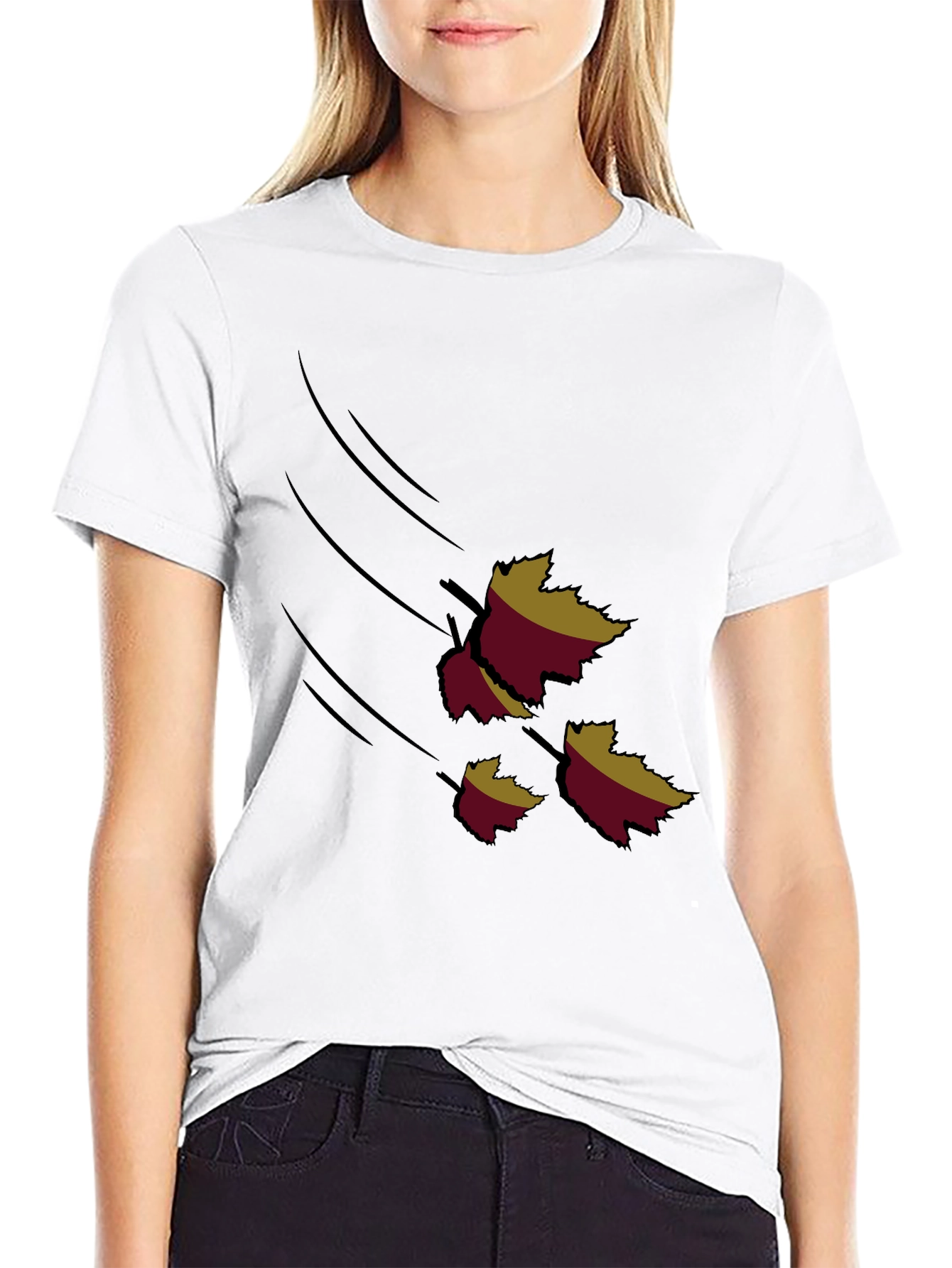 Autumn Leaves Graphic Black T-Shirt