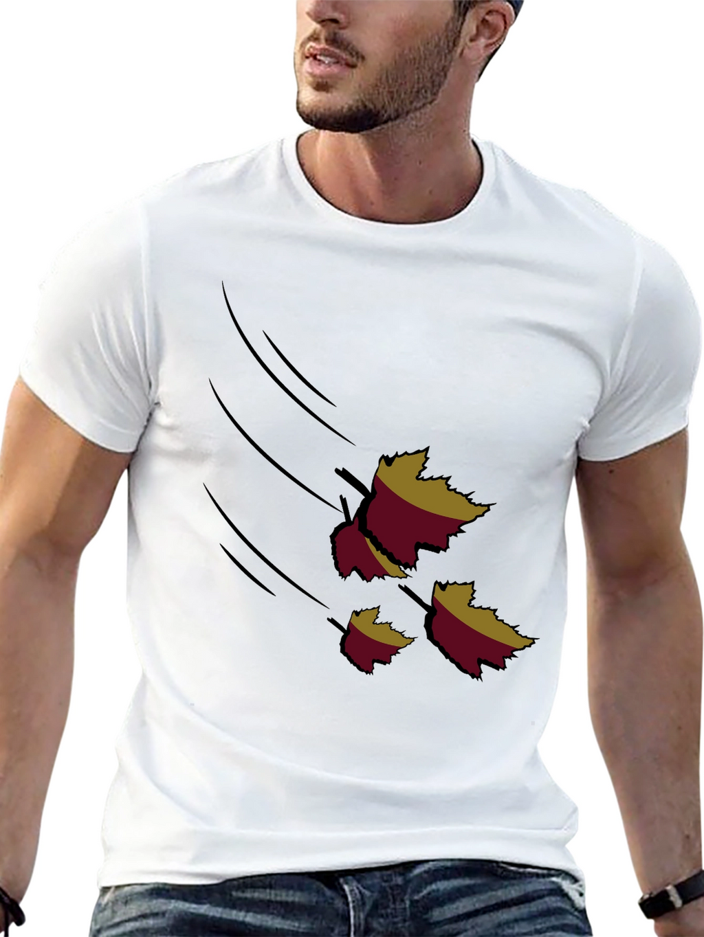 Autumn Leaves Graphic Black T-Shirt