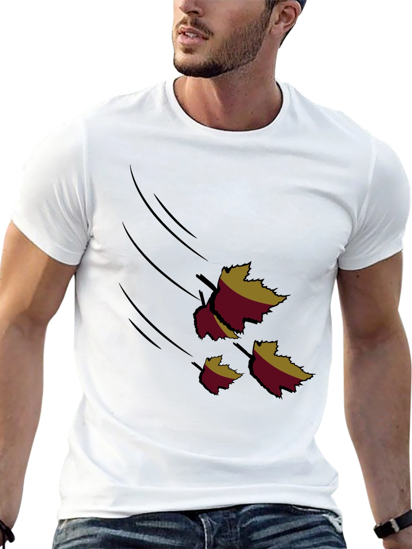 Autumn Leaves Graphic Black T-Shirt