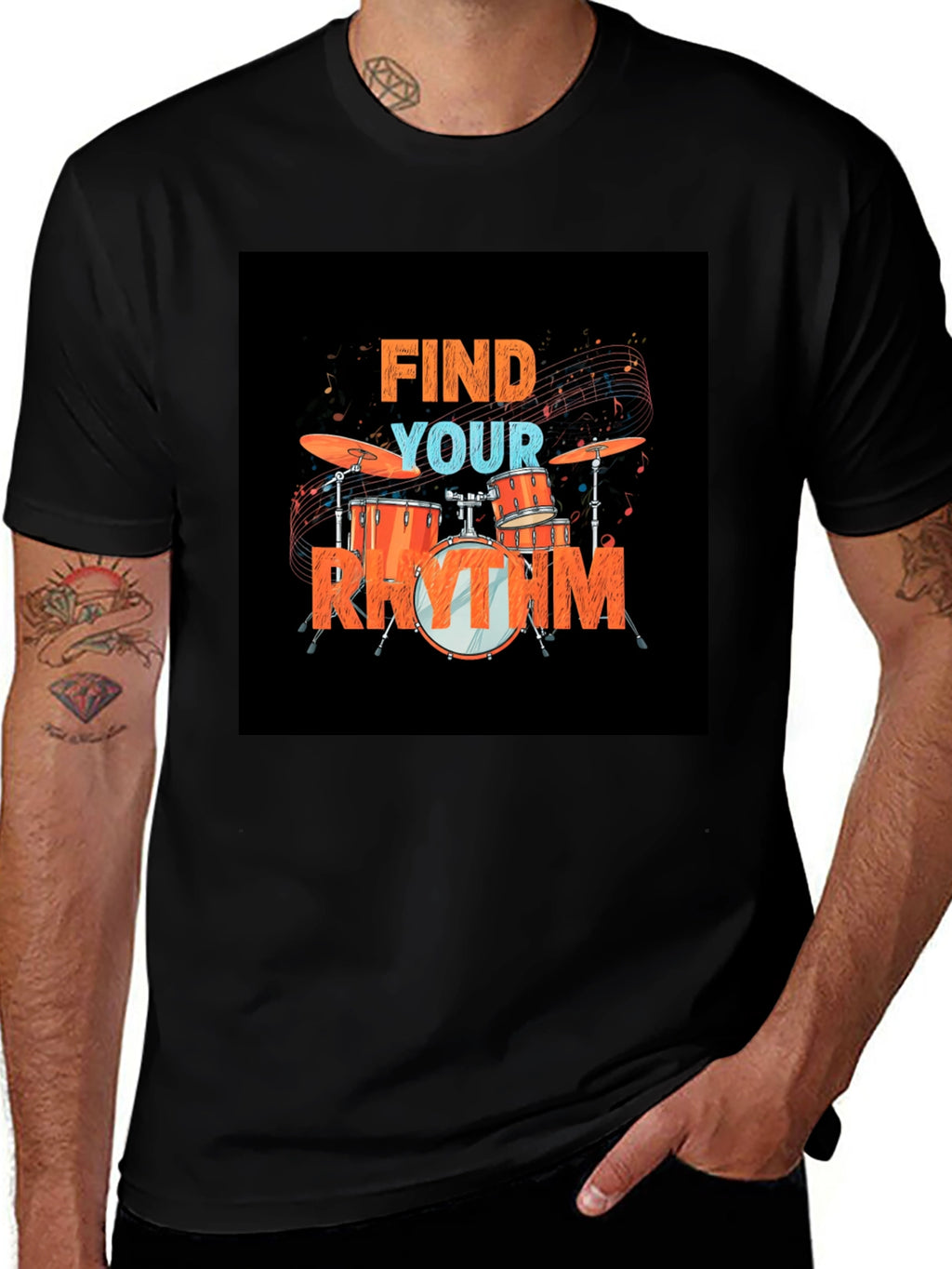 Find Your Rhythm Drum Set Graphic Tee