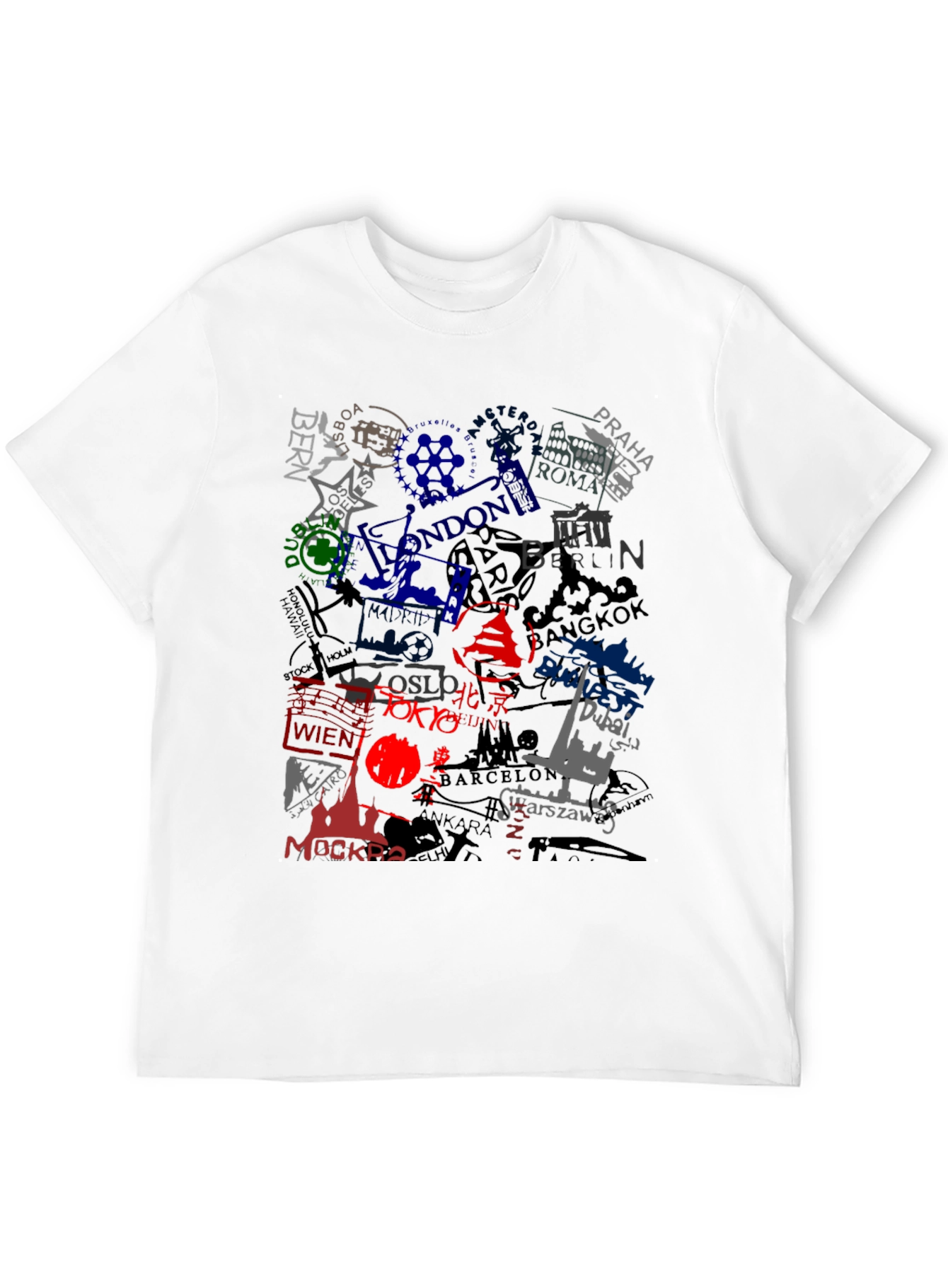 World Cities Graphic Print Black T-Shirt