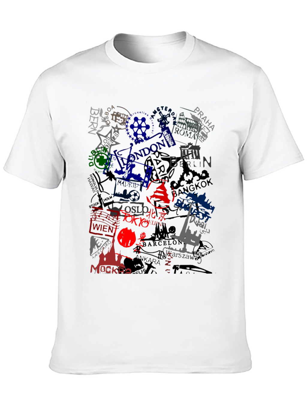 World Cities Graphic Print Black T-Shirt