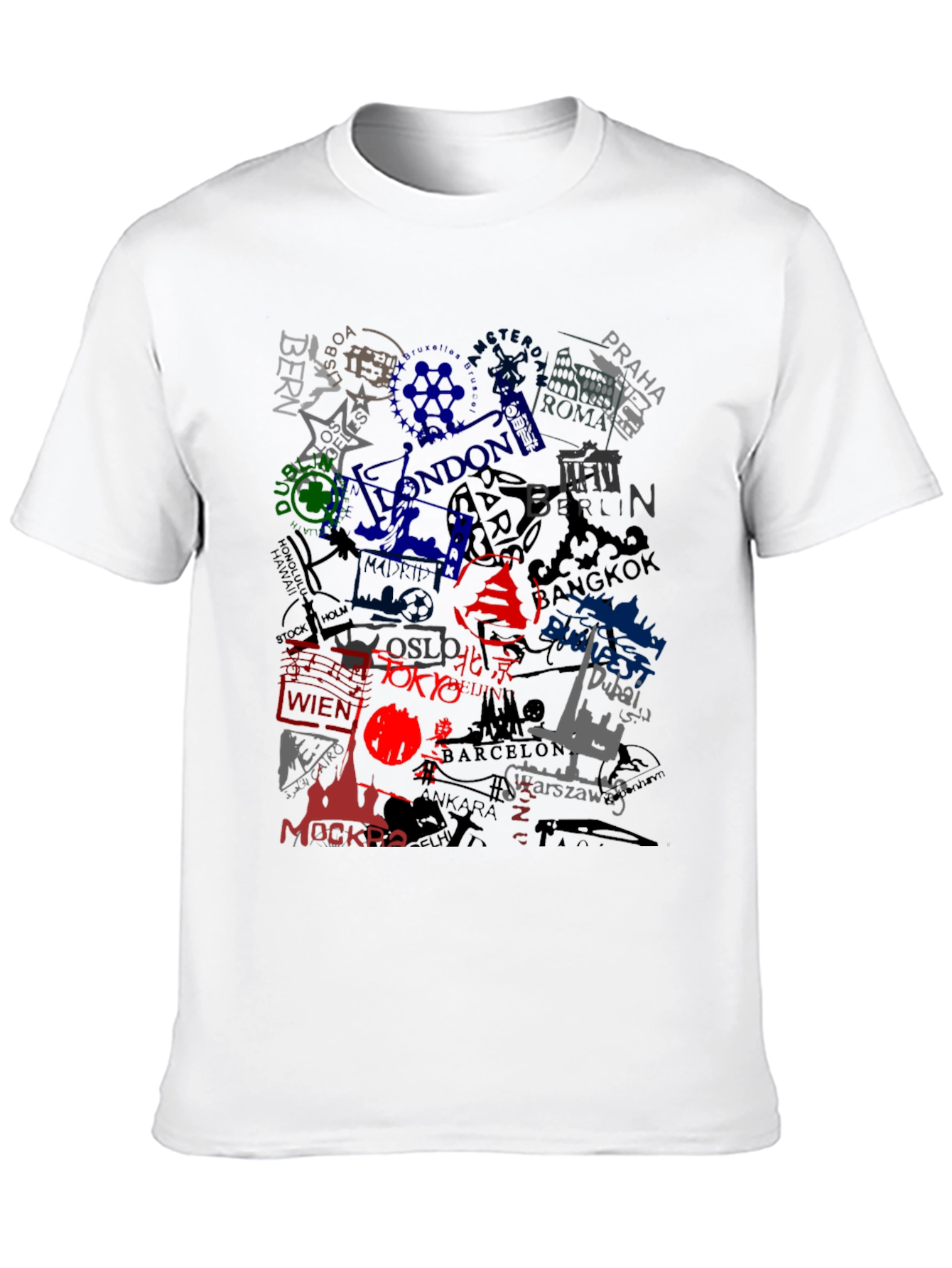 World Cities Graphic Print Black T-Shirt
