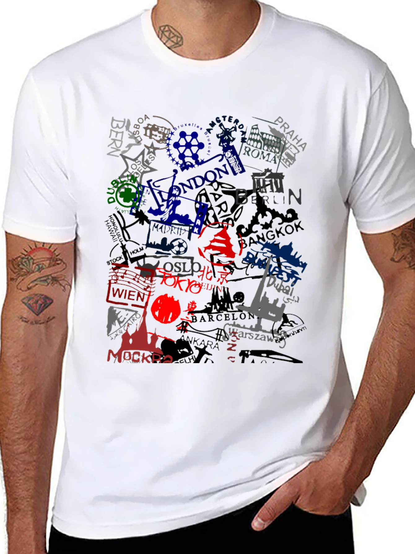 World Cities Graphic Print Black T-Shirt
